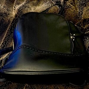 Black Leather Men's Backpack